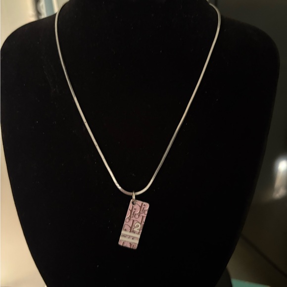 Dior Silver Tone Necklace with Pink Girly Dior Pendant PRICE IS FIRM - Picture 10 of 11